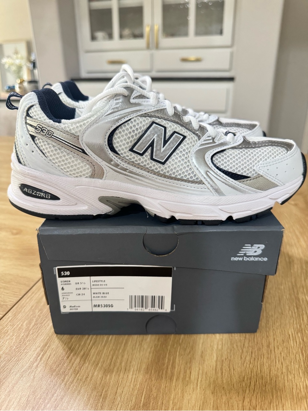 New Balance 530 Running Sneakers White/Natural Indigo W7.5